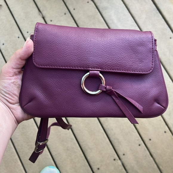 Adorable Small Purple/Plum Leather Crossbody Bag - Picture 12 of 13